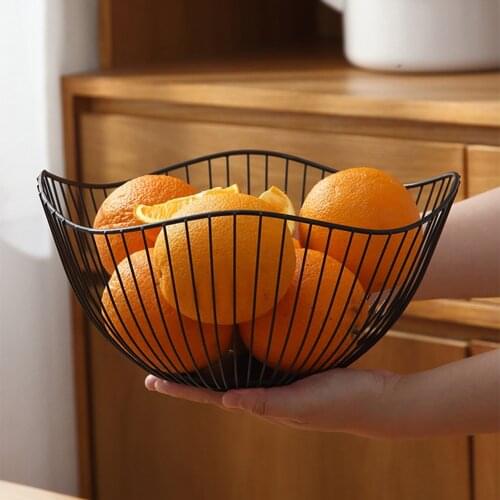 Simple Modern Iron Fruit Basket Fruit Container Bowl Home Creative Snacks Bread Storage Drain Basket Table Snacks Display Tray
