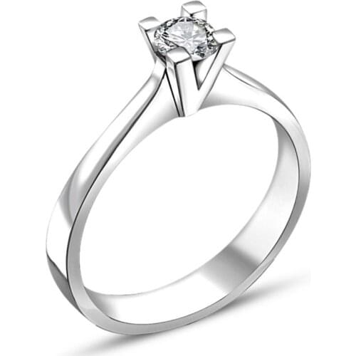 Swarovski Certified 3 mm Engagement 925 Silver Ring