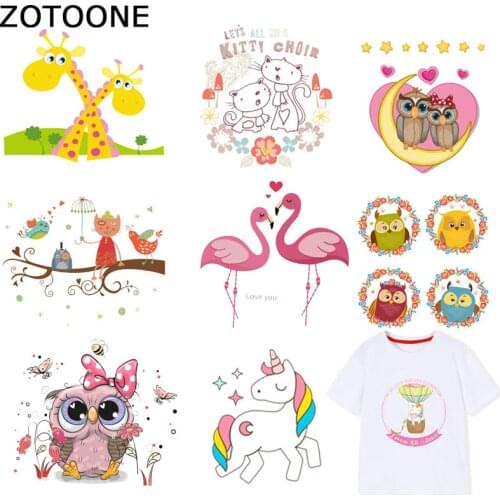 ZOTOONE Cute Animal Iron on Patches Owl Unicorn Stickers Transfers for Clothes T-shirt Heat Transfer Diy Accessory Appliques F1