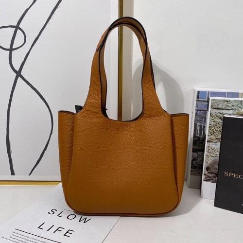 High Quality New Solid Color Tote Bags For Womens Bag 2021 Womens Bag Women Shoulder Bag Cowhide Leather Handbags Shopper Bag