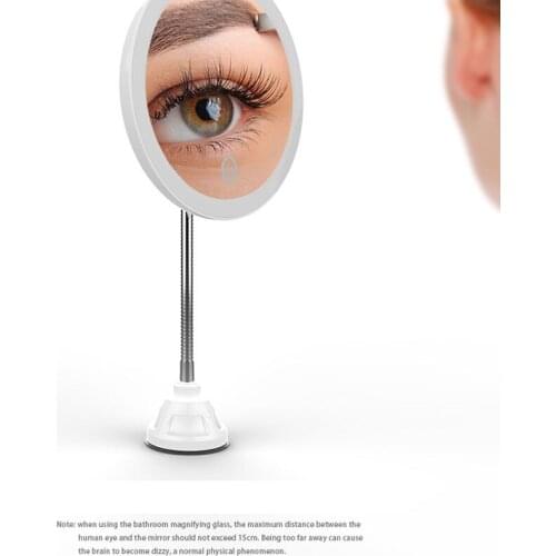 Hot sale LED bathroom vanity mirror 5X magnification function powerful suction cup with light two charging way makeup mirror SU4