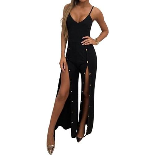 2018 Sexy v neck backless print jumpsuit romper women Lace up halter high waist short overalls Split wide leg summer jumpsuit
