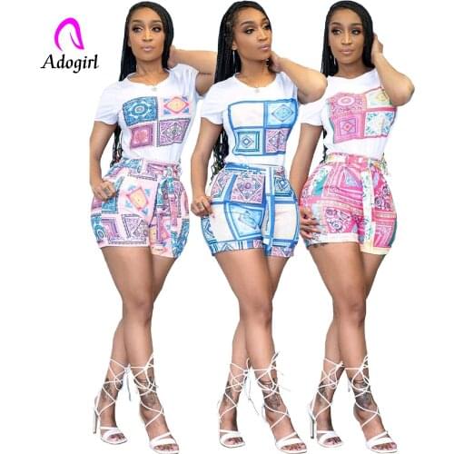 Fitness Women 2 Piece Set Paisley Printed Basic Crop Top + Bow Tie Biker Shorts Matching Set 2021 Summer Casual Slim Tracksuits
