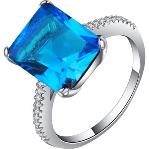 Dark royal blue square cz stone wedding ring for women 2017 new arrival finger design jewelry