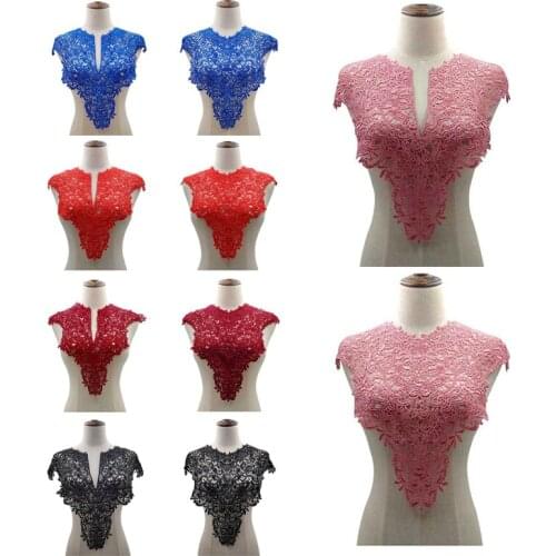 1 Pcs Big V Neck Lace Collar 3D Embroidery White Lace Collar Applique Fabric Wedding Dress Collar Lace For Sewing Supplies Craft