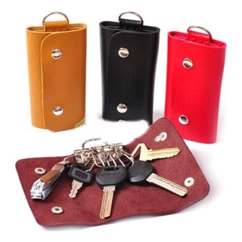 1PCS New Fashion Style Solid Key Wallets Bag Unisex Mini PU Leather Car Housekeeper Holders