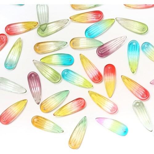 10pcs 26*9mm New Arrival long bamboo leaves beaded gradient colored glass beads for DIY handmade jewelry