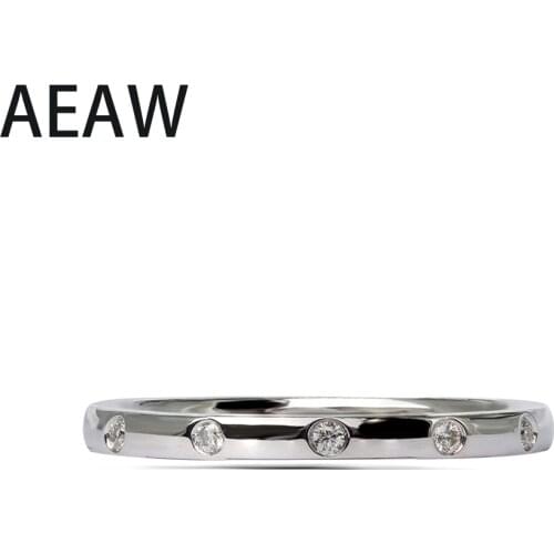 AEAW 14K White Gold Moissanite Engagement Band Match Ring for Women
