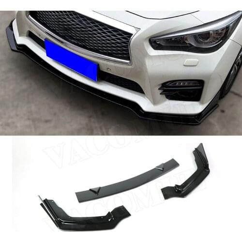 3Pcs For Q50 2018 ABS Car Front Bumper Lip Spoiler Splitters For Infiniti Q50S 2014-2019 Auto Exterior Parts Head Chin Shovel