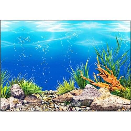 Aquarium Landscape Sticker Poster 3D Fish Tank Background Sticker Ocean Sea Plant Backdrop Aquarium Decor Decoration Ornament