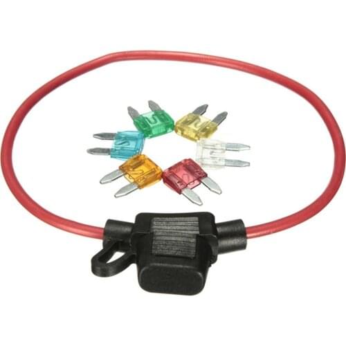 Car Fuse Seat Automobile Fuse Seat Trumpet With 6 Fuse Inserts Safety Wire Inline Fuse Holders