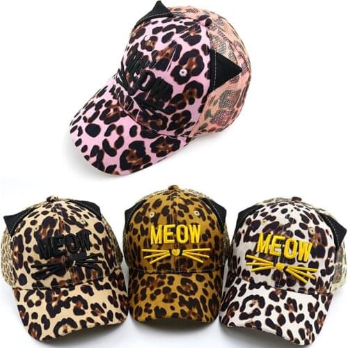 Baby Girls Boys Unisex Baseball Cap New Fashion Toddler Leopard Print Cat Ears hot Adjustable Summer Baby Causal Mesh Hats