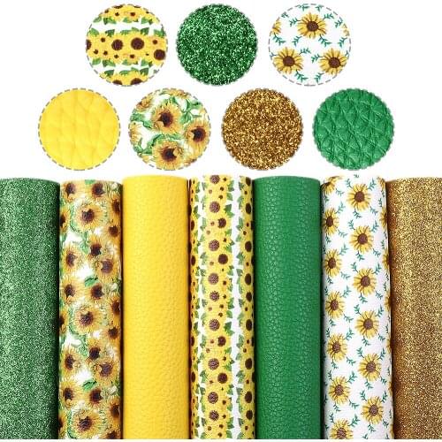 David accessories 7-10Pieces/set 20*33cm Flower Printed Synthetic Leather Patchwork Hair Bow Handbag DIY,1Yc9934