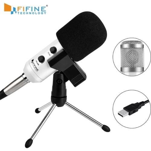 FIFINE Condenser Microphone USB Socket suit for PC Macbook for Online Teaching Meeting Chat with Tripod Stand Microphone Clip