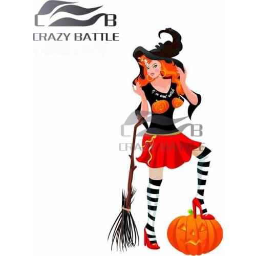 Crazy Battle 13 x 6.6cm Pumpkin Girl Car Stickers Bumper Anime Surfboard Decal Windshield Motorcycle Bumper Decoration