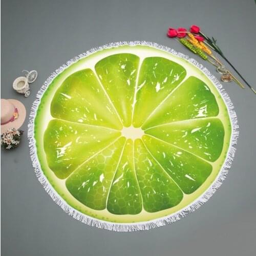 Round Beach Towel MICROFIBER SHOWER BATH TOWELS Orange Lemon Printed Circle Summer Bath Towels For Adults Shawl Mat 150CM