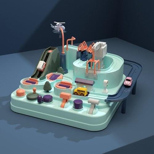 Manual Car Adventure Game Toys For Children Railway Car Combination Inertia Train Puzzle Control Tower Car Kids Christmas Toys