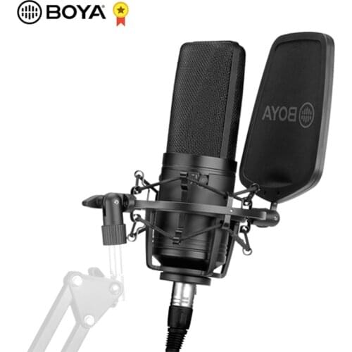 BOYA BY-M1000 Aluminum Alloy Microphone Mic Kit Cardioid/Omnidirectional/Bidirectional Mic for Singer Vocals Podcaster Studio
