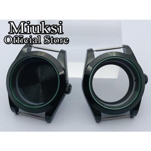 Miuksi 40mm black PVD case sapphire glass watch case fit NH35 NH36 ETA 2836 Miyota 8205 8215 821A Mingzhu DG2813 3804 movement