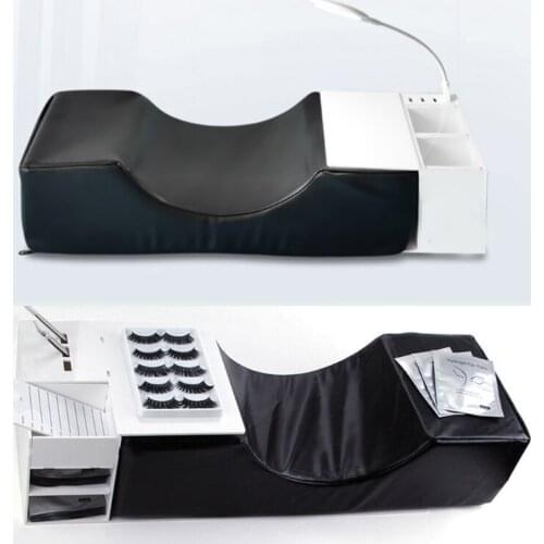 Washable Detachable Eyelash Extension Pillow Massage Pillow Small Pockets U Shape PU Leather for Beauty Makeup Eyelash