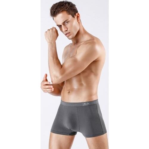 Big Size Bamboo Fiber Mens Boxer Elastic Male Underwear Youth Comfortable Sports Sweat-absorbent Breathable Striped Shorts