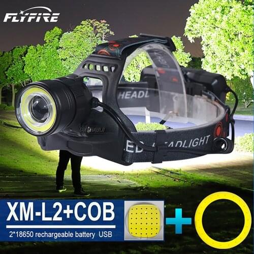 XML L2 LED led headlamp 18650 usb rechargeable LED headlight fishing head Flashlight COB head lamp hunting Cycling lantern light