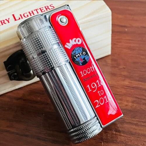 New IMCO Flint Gasoline Lighter 100th Anniversary Kerosene Oil Lighter Nostalgic Limited Cigarette Series With Wooden Gift Box