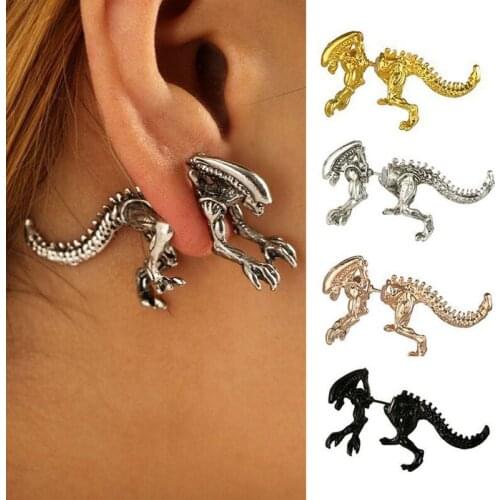 2019 New Youth Two Color Stereoscopic Dinosaur Shape Boney Animal Drop Earrings 1pair Ear Accessories Gift for Women Party