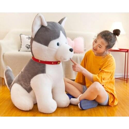 Huge 95cm cartoon husky plush toy squatting dog soft doll hugging pillow Christmas gift h1310