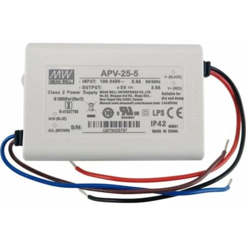 Original Meanwell Led drive APV-25-5 single output 17.5W 5V 3.5A Meanwell Switching power supply APV-25 IP42