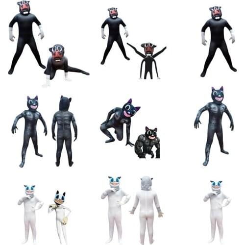 3-14Y Childrens Costume Anime Black Cat Cosplay CARTOON CAT Halloween Boy Girl Crazy Chasing Game Tights Cartoon Carnival Party