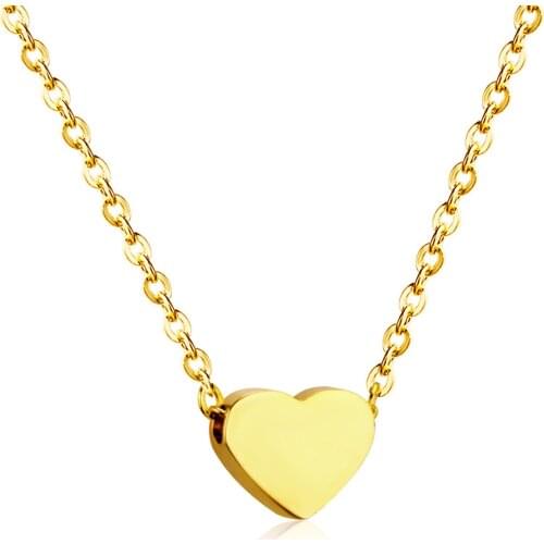 Heart Pendant Necklace Stainless Steel Collar Chain Gold Ladies/Men Necklace Hot Rolling Pin Jewelry Collar collier