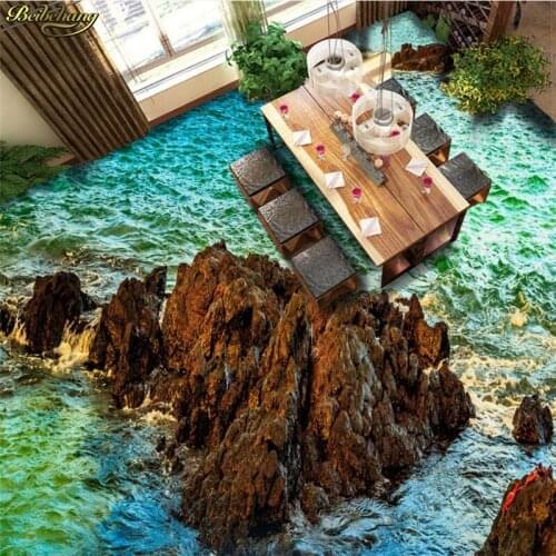 Beibehang Custom 3D flooring painted wallpaper to paste high-definition ocean pumice 3D living room bathroom floor