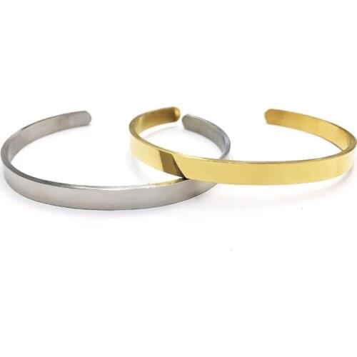 Simple and stylish opening bracelet Street trendy wild 316L stainless steel mirror polished vacuum plating