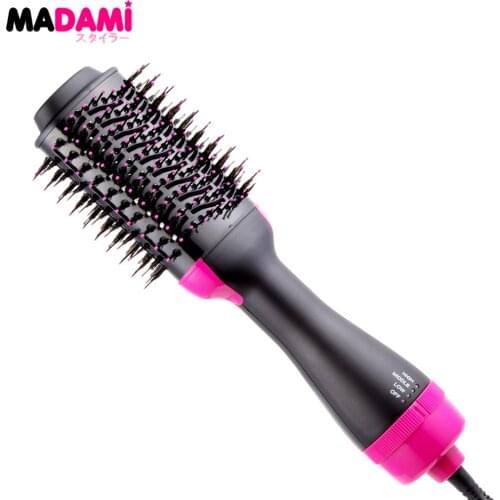 Hair Straightening Comb Volumizer 2 IN 1 Electric Blow Dryer Hot Air Brush Negative Ion Multi Functional Straightener Curler