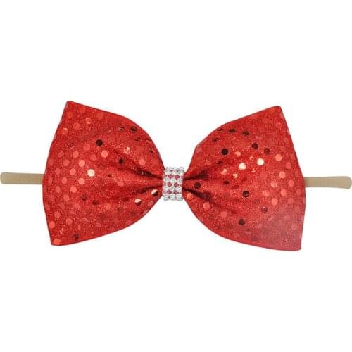 Ruoshui Glitter Headband Girls Hair Accessories Shinning Sequin Elastic Hairband Baby Turban Hair Bows Child Head Wrap Tiara