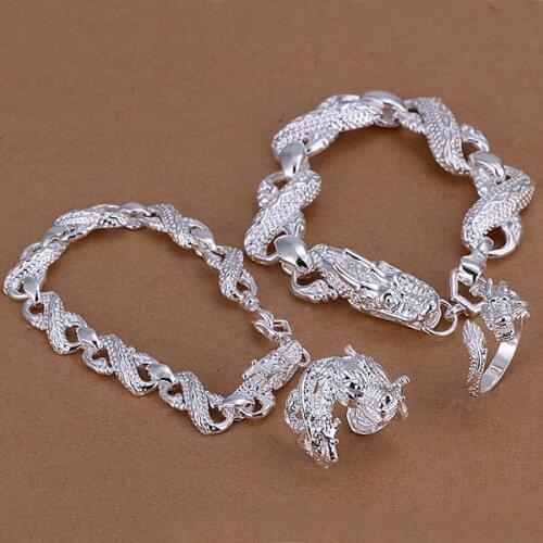 S093 Wholesale,silver color jewelry set, fashion jewelry set Dragon Head Four-Piece Jewelry Set
