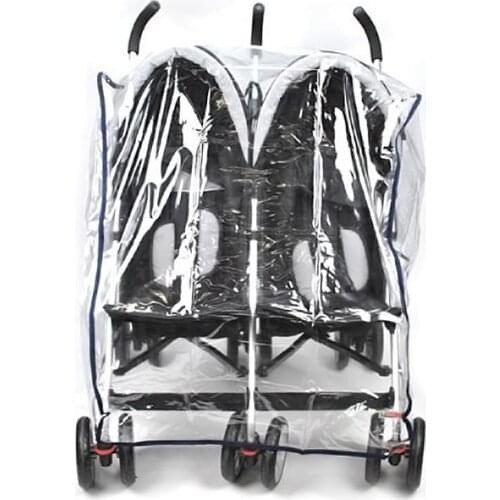 Universal Side-by-side Twin Stroller Rain Cover Adjustable Ventilated Transparent Windproof And Dustproof Cover For Baby Cart
