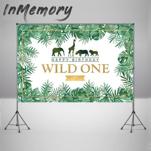Wild One Backdrops Jungle Safari Animals Birthday Photography Background Vinyl baby shower Kids First Birthday Party Photocall