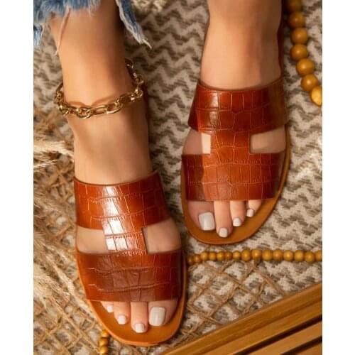 2020 Womens Summer Slippers Stylish Plaid Stripe Plain Color Womens Flip-flops Beach Sandals Office Shoes Dropship 37-41