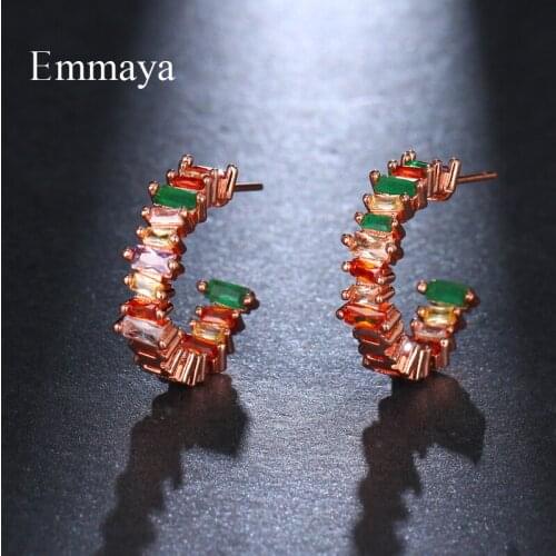 Emmaya Geometry Cubic Zircon Fashion Three Color Choice Dazzling Earring For Women Wedding Party Romantic Decoration