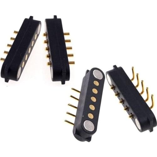 1 Pair Magnetic Connector Spring Pogo Pin 5 Position Pitch 2.54 MM Board Mount Male Female Probe DATA Power Charge 2Amp Pogopin