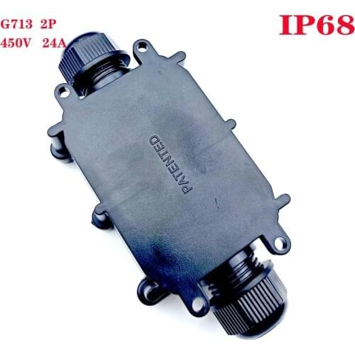 1pc Black Junction Box 2 Way Waterproof Electrical Junction Box For Outdoor Lighting Cable protection Connector Wire IP68