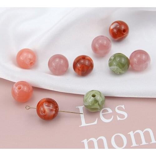 10pcs Korea Vintage Smudge Resin Perforated Beads Statement Earrings For Women Hair Accessories Diy Handmade Jewelry Wholesale