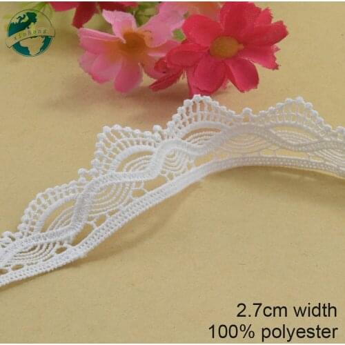 10yards 2.7cm white polyester embroidery lace french lace ribbon fabric guipure diy trims warp knitting sewing Accessories#3805