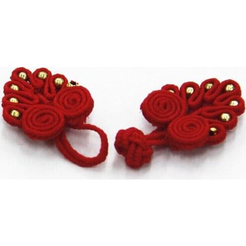 20set Craft Handmade Fabric Deep Red Braided Pearl Button Sewing On Chinese Frog Closure Fastener Knot Button NK47
