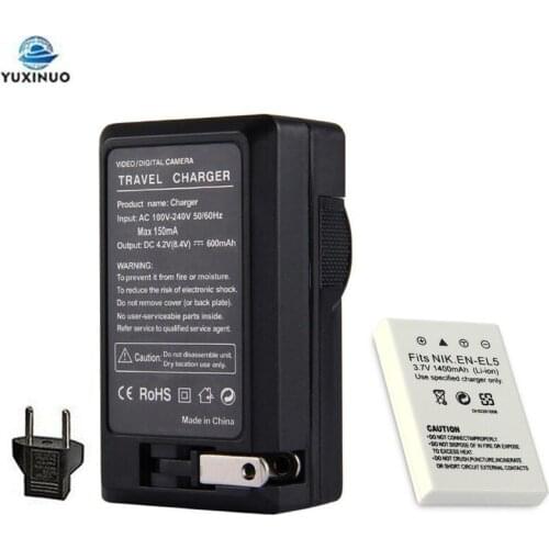 3.7V 1400mAh EN-EL5 ENEL5 Camera Battery + AC Charger for Nikon Coolpix P530 P520 P510 P100 P500 P5000 P5100 P6000 3700 4200