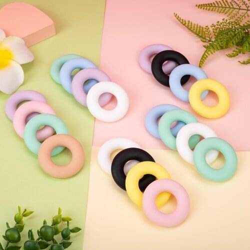 Sunrony 5Pcs Perle Silicone Beads Round Silicone Teether Baby Teething Ring 42mm Food Grade Teething Necklace Toy Baby Products