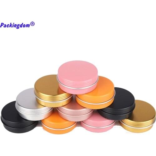 50Pcs Refillable Lip Balm Containers Aluminum Empty Cosmetics Cream Jar Nail Decoration Crafts Tin Pot Bottle Screw Thread 20g