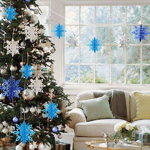 6pcs/set Large Cardboard three-dimensional Snowflake Hanging Ornaments New Year Christmas Party Decoration Supplies